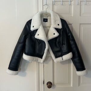 EXPRESS Faux Leather Shearling Jacket